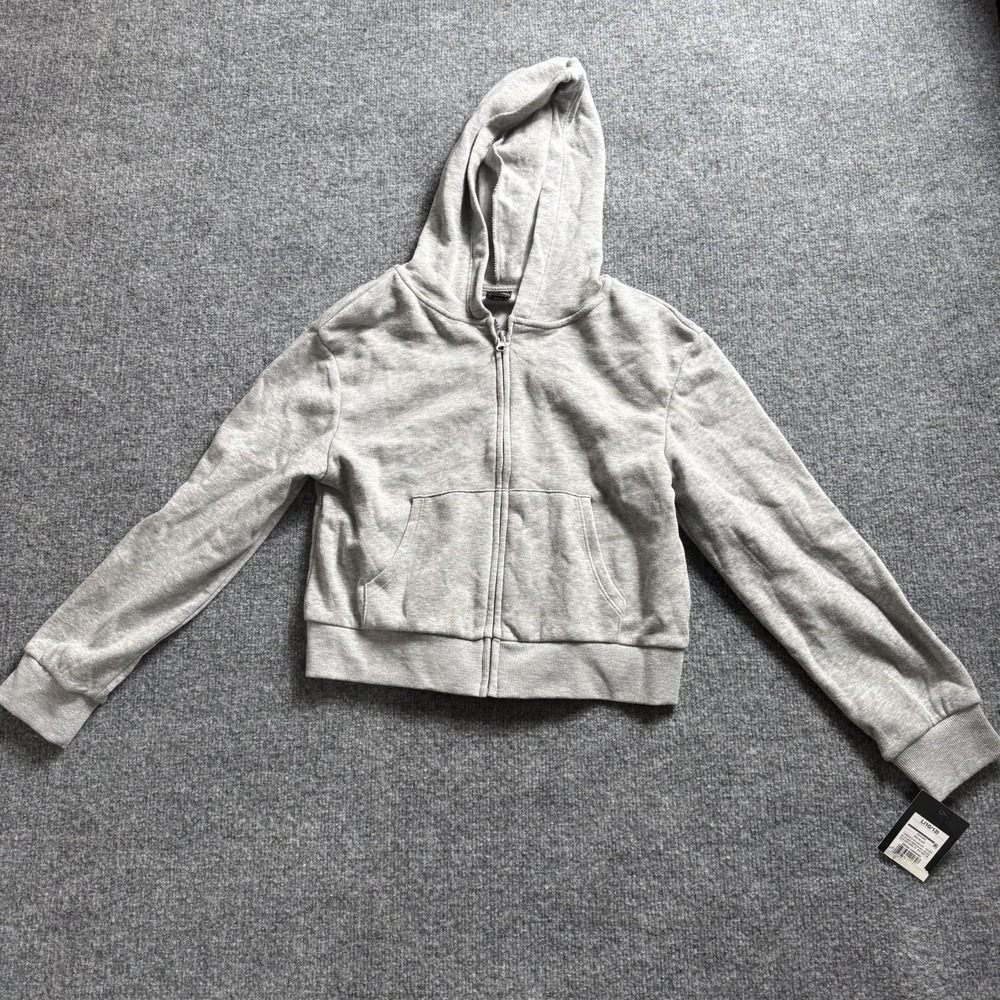 NWT Art Class Gray Full Zip Hoodie Sweatshirt Crop L 10/12 Womens Juniors Soft